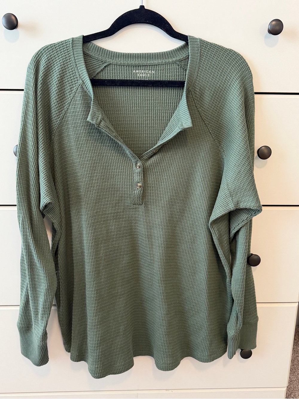 American Eagle Plush Long Sleeve Henley Tee
